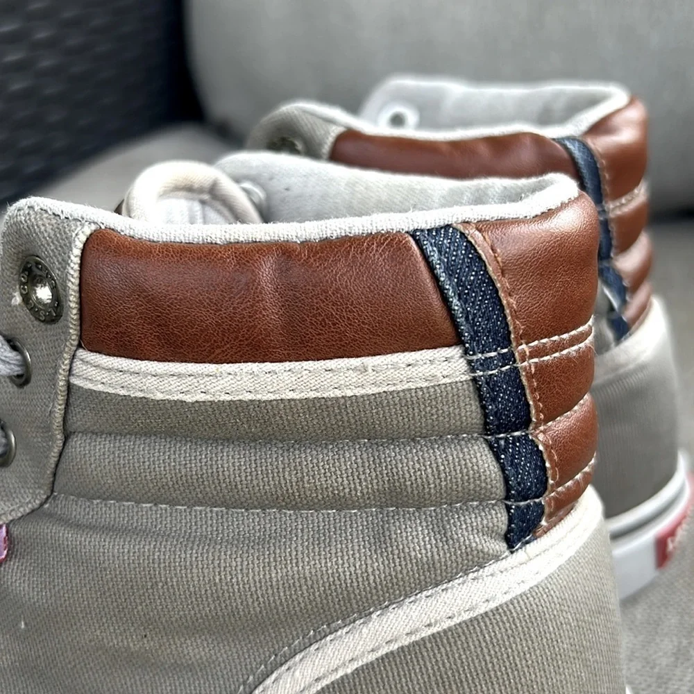 Levi’s Gray Brown Canvas High Top Sneakers Lace Up Casual Streetwear‎ Men’s 8.5